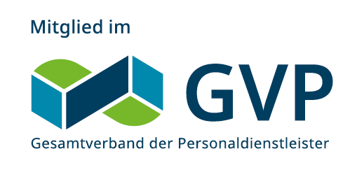 GVP Logo des Gesamtverbands der Personaldienstleister (GVP) mit farbigen grafischen Elementen.